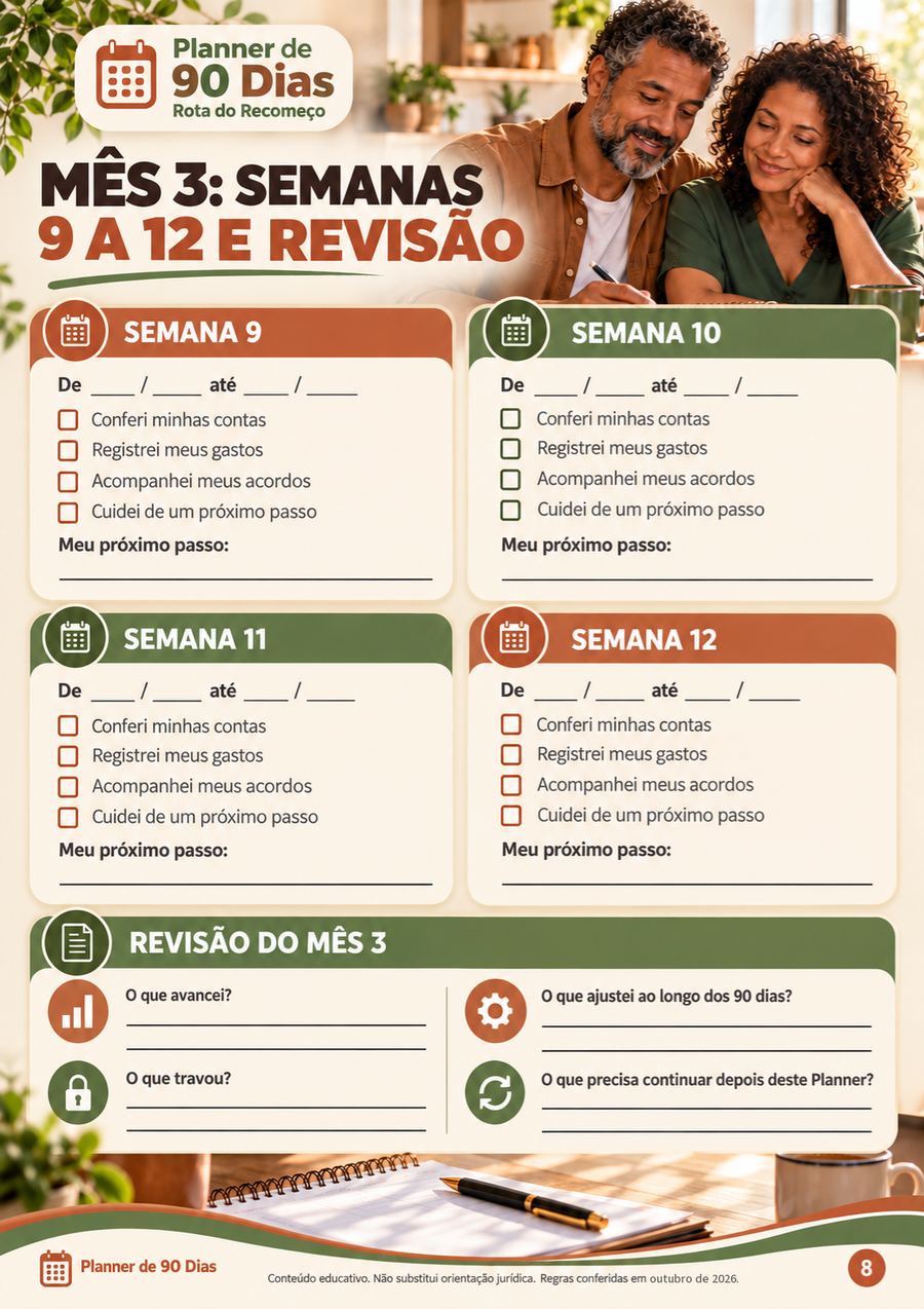 Página de revisão do Planner