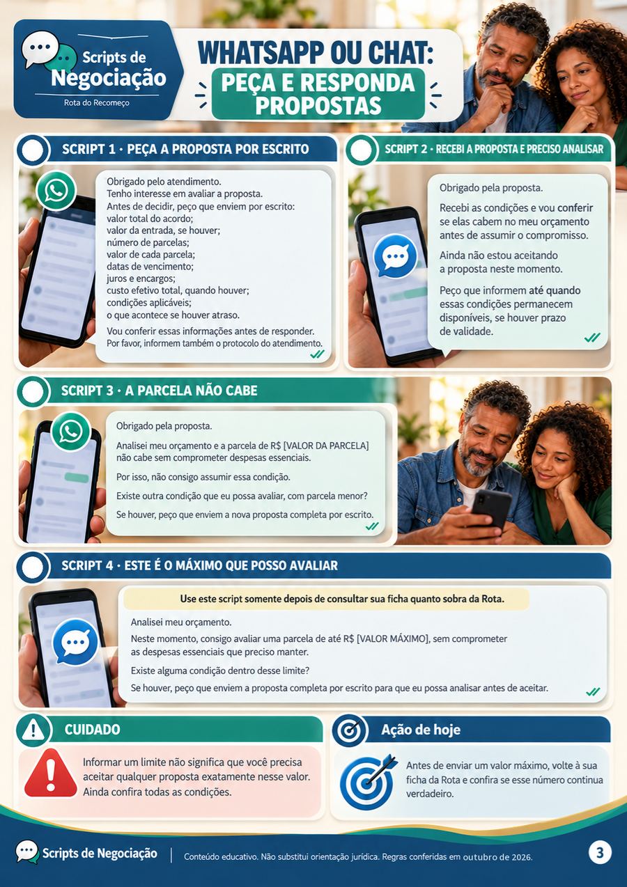 Página com script de negociação